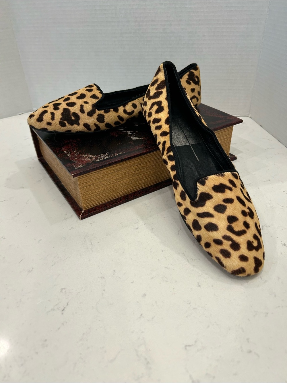Dolce Vita Leopard Print Slip-On Loafers in Tan and Black